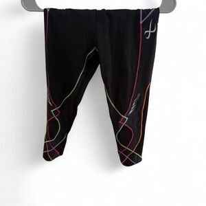 Vintage Patagonia Woman’s  Black Active Leggings with Multicolor Trim